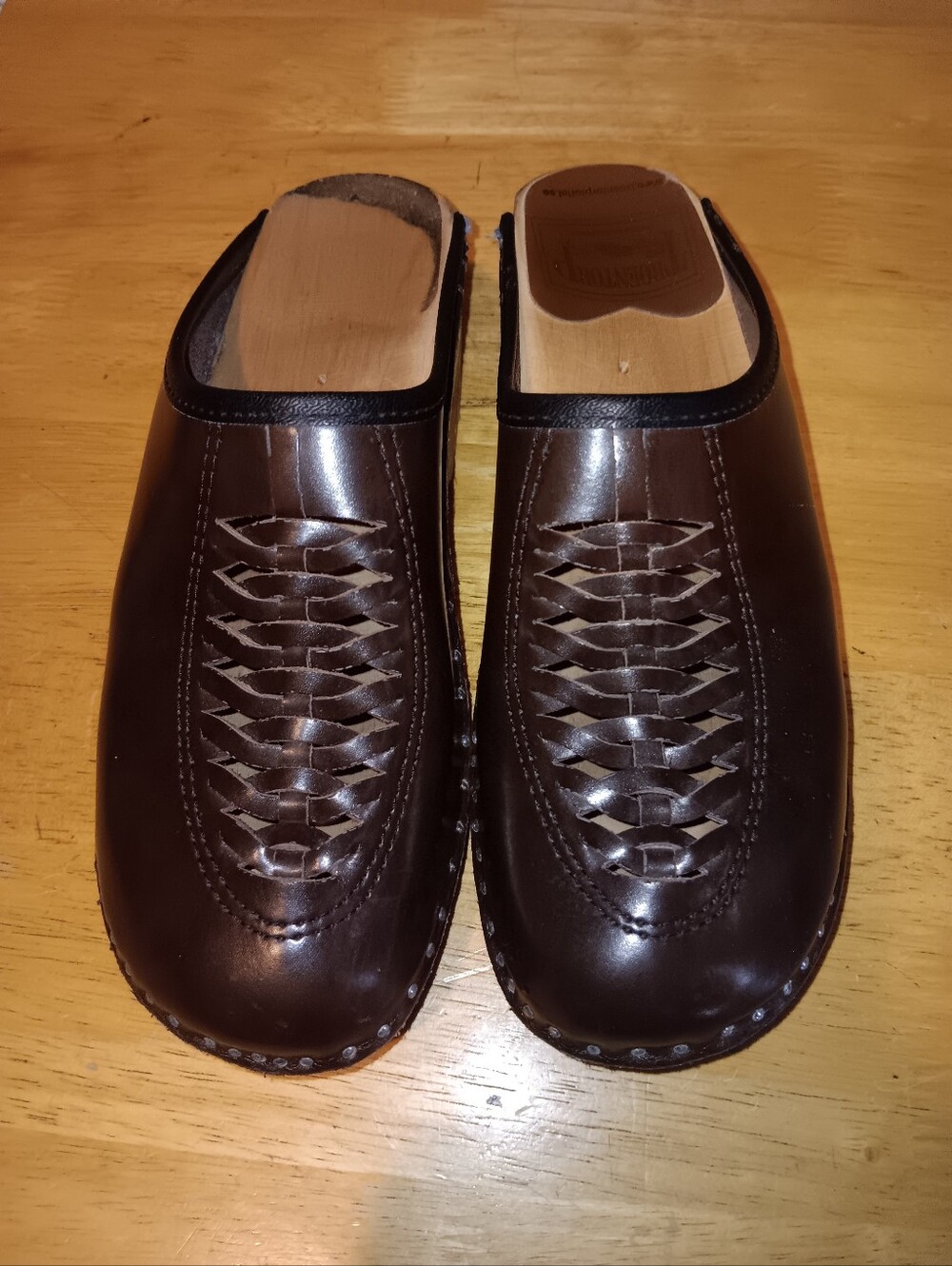 Troentorp Brown Leather Slip-On Clogs Size 36